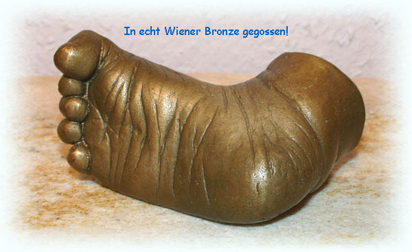 3D Abdruck von babyfusserl.at in echt Wiener Bronze gegossen